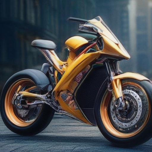   The image should showcase the sleek and modern design of a bicycle-powered motorbike, highlighting its speed and agility in the city environment.